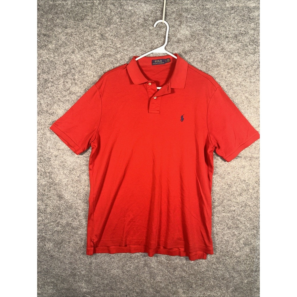 Polo Ralph Lauren Shirt Mens Large Red Classic Logo Blue Pony Preppy Casual